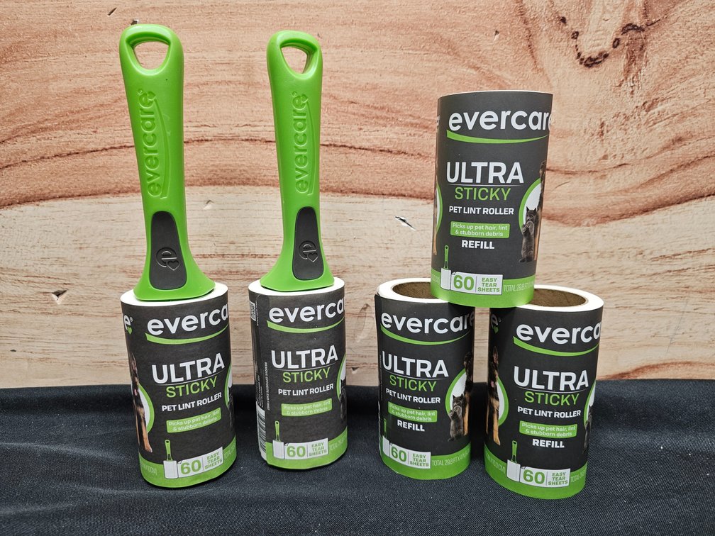 Evercare Ultra Sticky Pet Lint Roller Value Pack with 2 Lint Rollers and 3 Refill Rolls, 60 Sheets Each