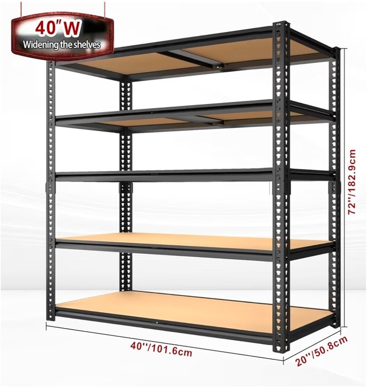 Garage Racks for Storage，5-Tier Adjustable Garage Shelving Storage Shelves,2400LBS Capacity Heavy Duty Shelving for Carport Warehouse Basement,72" H x40 W x20 D