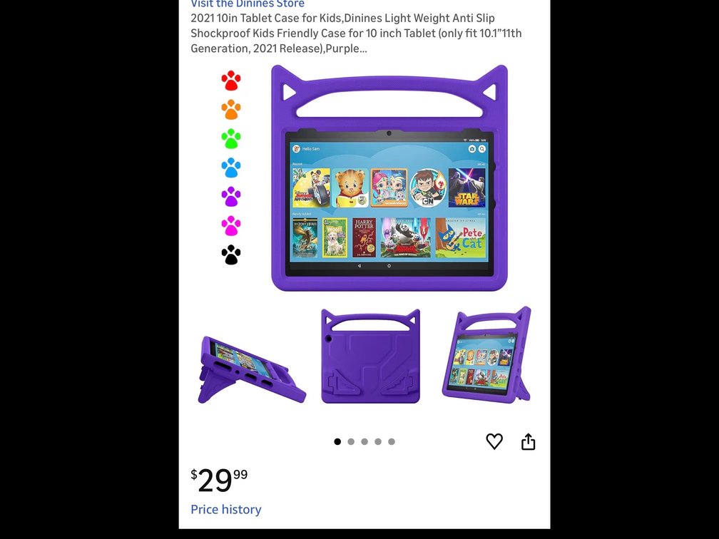 2021 10in Tablet Case for Kids,Dinines Light Weight Anti Slip Shockproof Kids Friendly Case for 10 inch Tablet (only fit 10.1”11th Generation, 2021 Release),Purple…