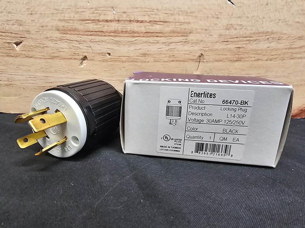 ENERLITES NEMA L14-30P Locking Plug Connector for Generator, Twist Lock Male Plug, 30 Amp, 125/250 Volt ,3 Pole, 4 Wire Grounding, Industrial Grade Heavy Duty, UL Listed, 66470-BK, Black