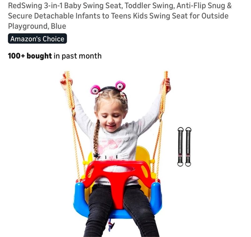 RedSwing 3-in-1 Baby Swing Seat, Toddler Swing, Anti-Flip Snug & Secure