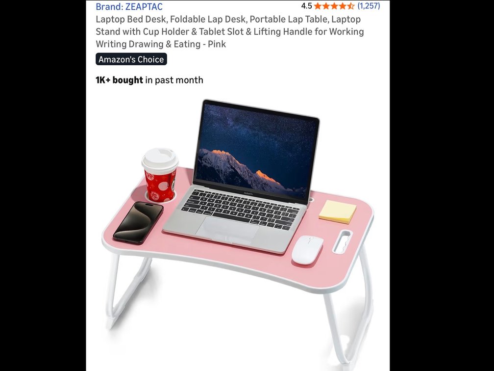 Laptop bed desk (pink)