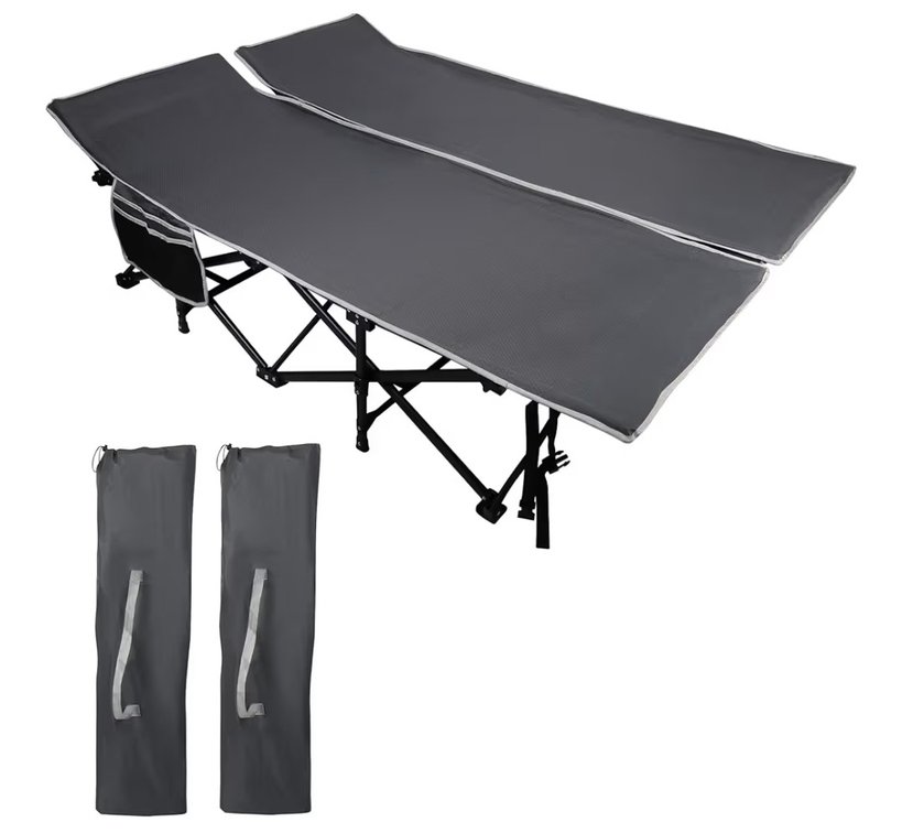 REDCAMP 2 Person Oversize Camping Cots for Adults, 56'' Extra Wide Sleeping Cots Heavy Duty, XXXL Cots Portable for Outdoor Indoor Office, Grey