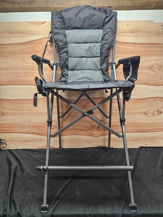 (Retail $99) Extra Tall Folding Chairs for Adults 330lbs, Portable Bar Height Foldable Director Chairs for Camping Outside, Comfortable with Makeup Pocket, High Back and Footrest, Black