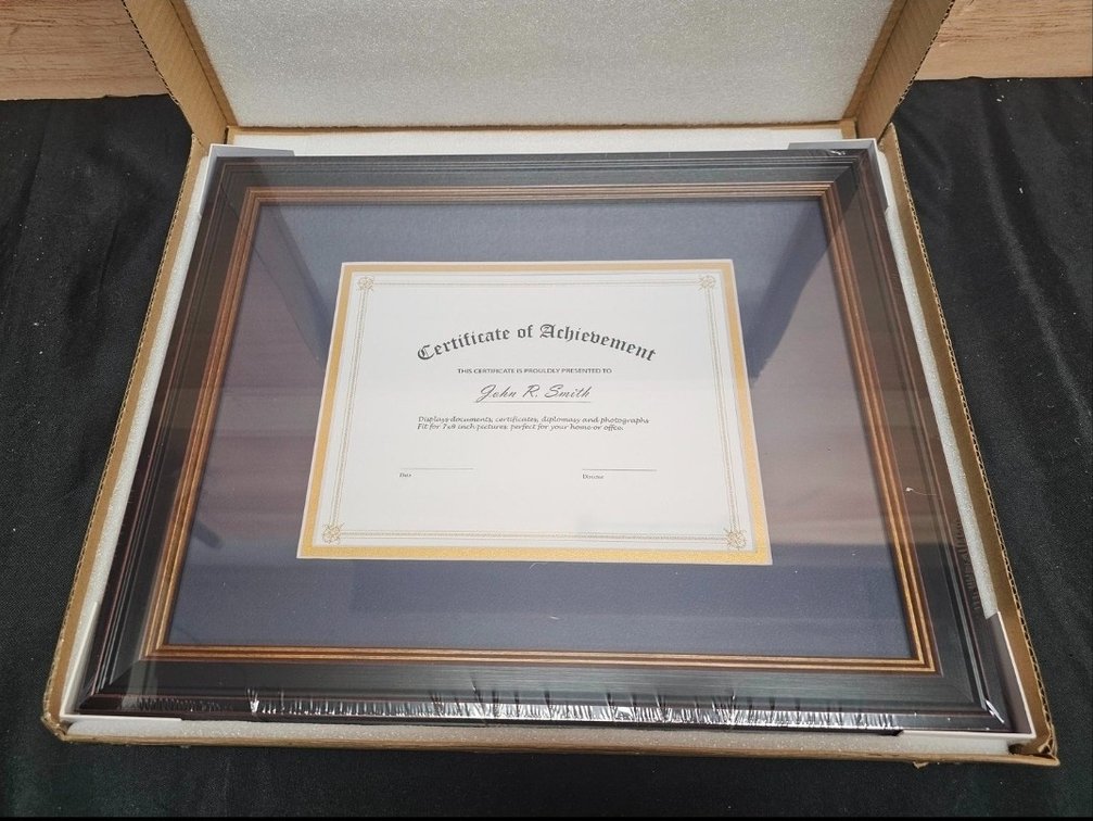 Frametory, 7x9 Diploma Frame with (Navy Blue/Gold) Double Mat or 11x14 Without Mat,