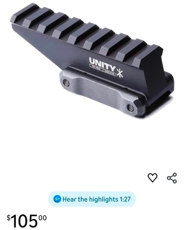 Retails $105 Unity Tactical FST-RAB Fast™ Absolute Riser | Black (Absolute Optics)
