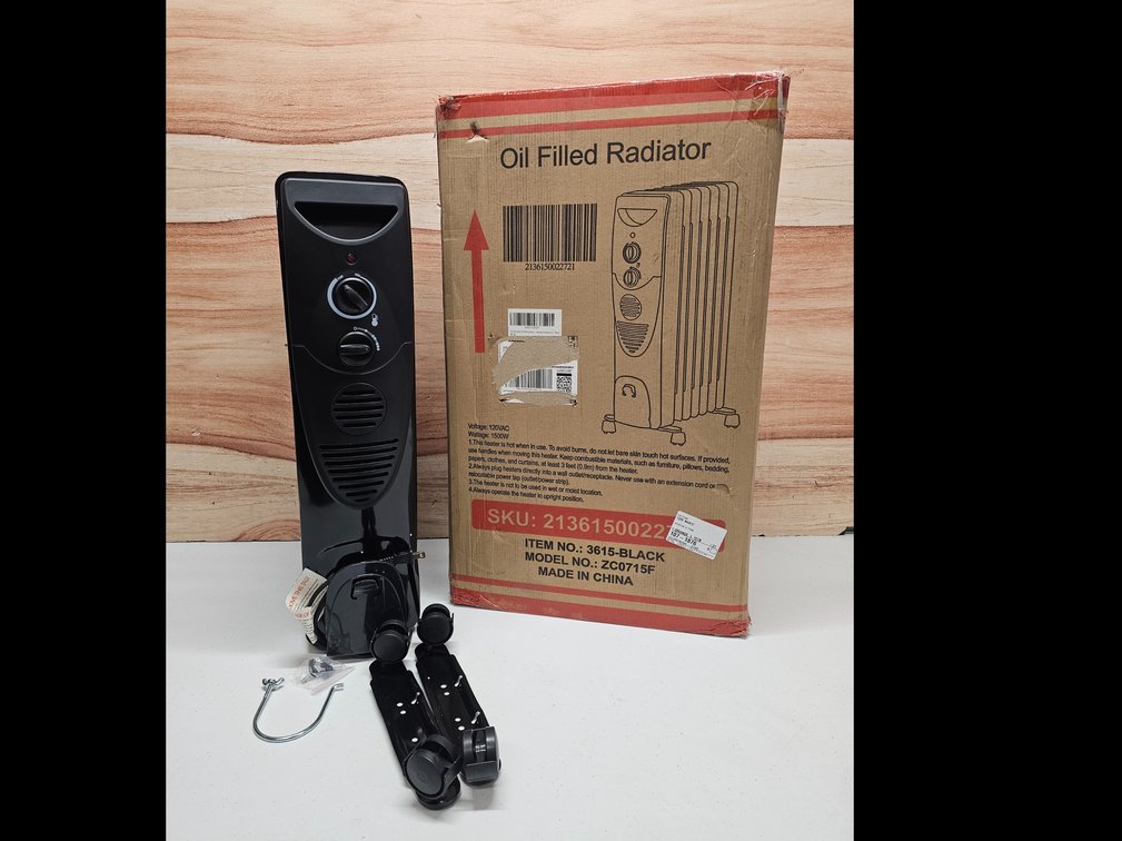 R.W.FLAME Oil Filled Radiator Heater, 1500W Portable Space Heater with 3 Heating Modes, Adjustable Thermostat, Overheat & Tip-Over Protection, Ultra Quiet Electric Heater for Indoor Use, Black