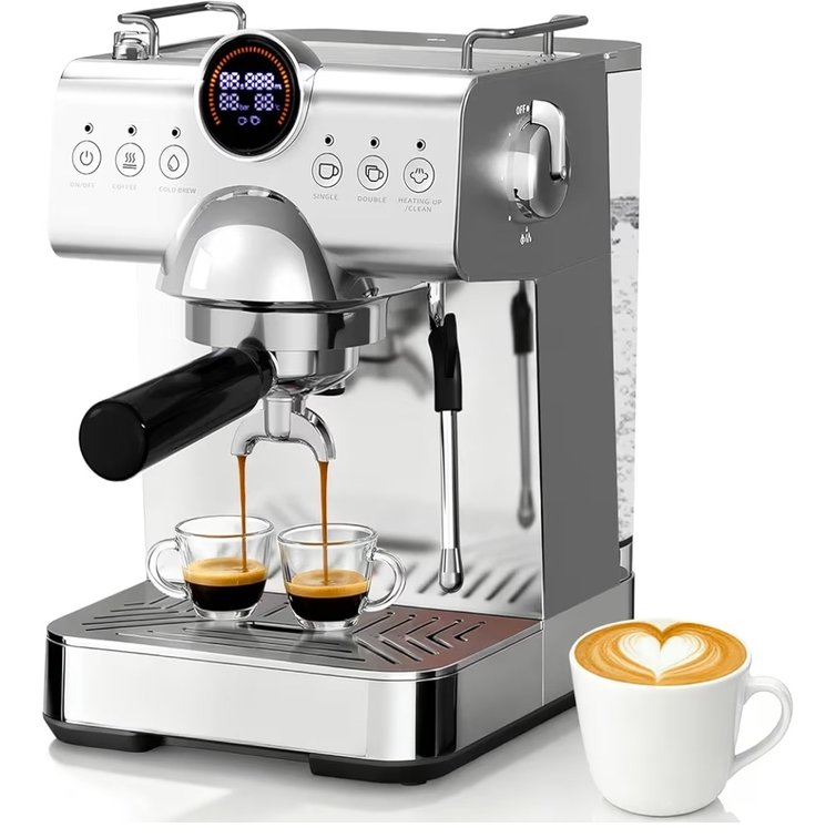 Retails $189 Havato 20 Bar Espresso Machine,Hot & Cold Brew Espresso Coffee Maker with Milk Frother,50oz Water Tank,LCD Display,Single & Double,Cappuccino & Latte Machine for Home