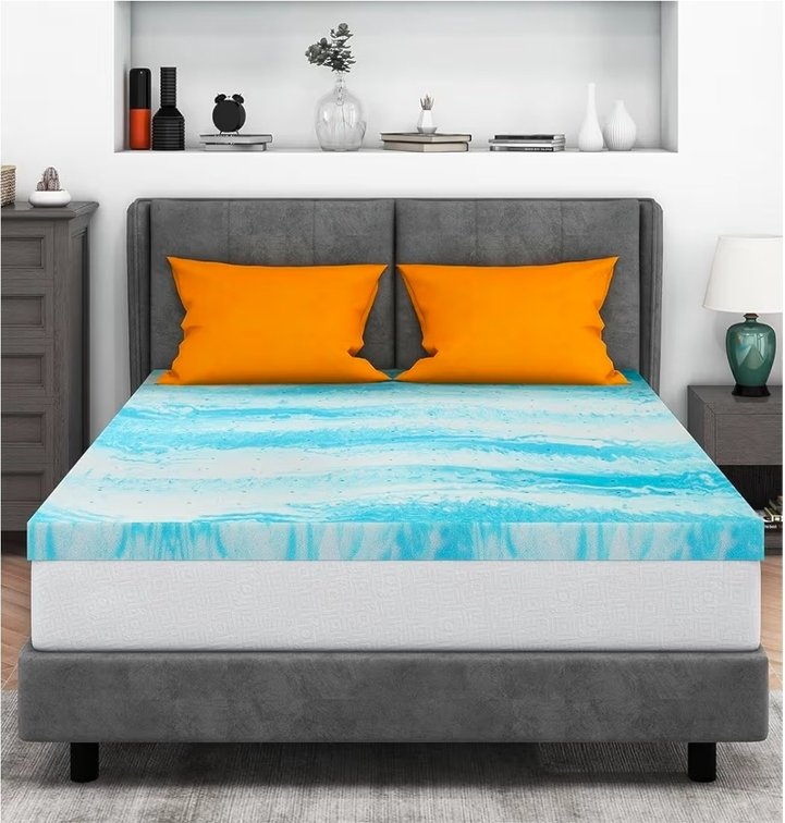 Mattress Topper Full, 3 Inch Gel Memory Foam Bed Topper for Full Size Bed, CertiPUR-US Certified, Blue