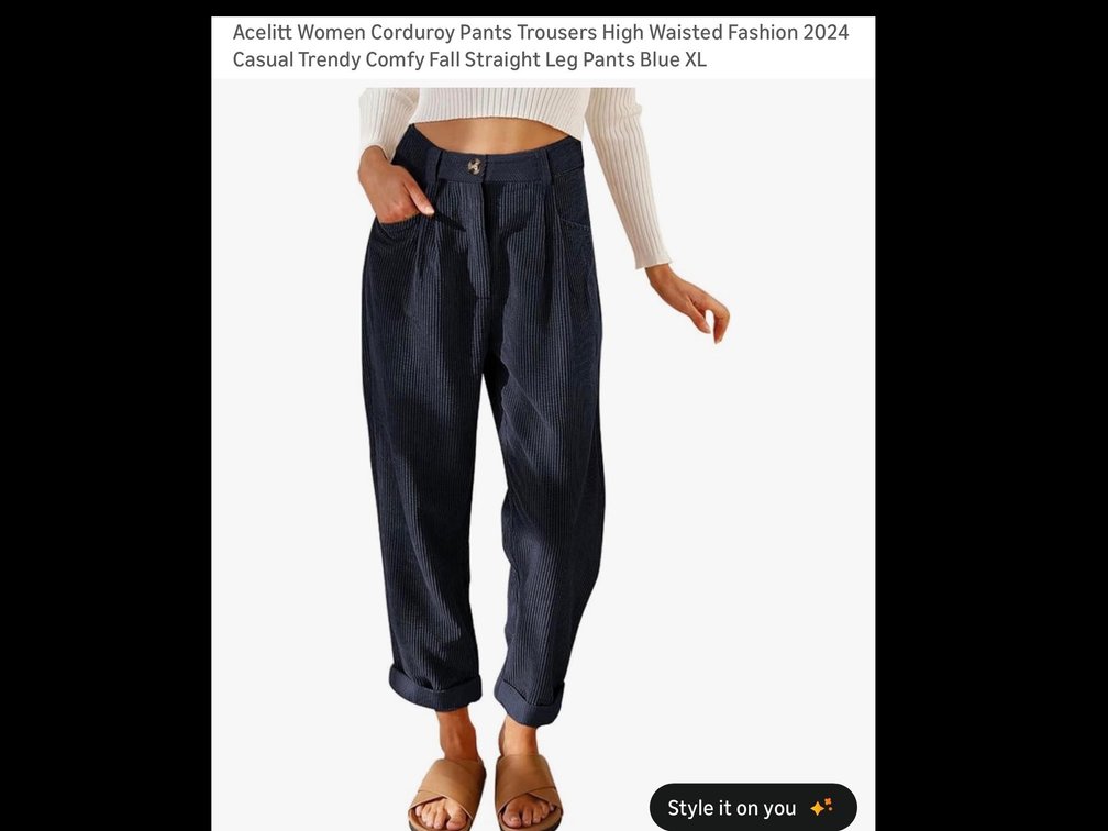 Acelitt Women Corduroy Pants Trousers High Waisted Fashion 2024 Casual Trendy Comfy Fall Straight Leg Pants Blue XL