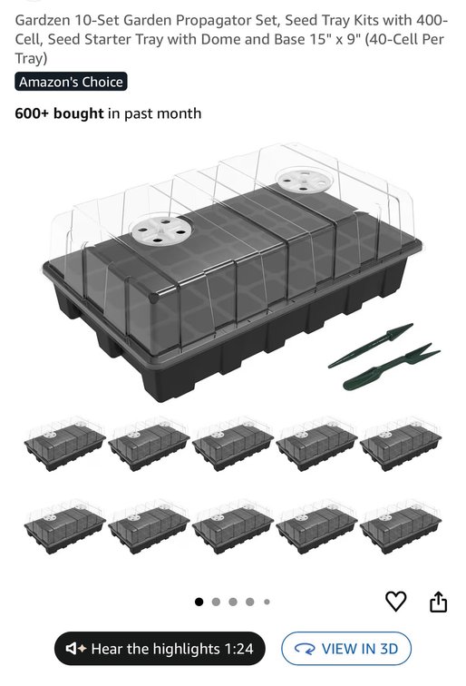 Retails $35 Gardzen 10-Set Garden Propagator Set, Seed Tray Kits with 400-Cell, Seed Starter Tray with Dome and Base 15" x 9" (40-Cell Per Tray)