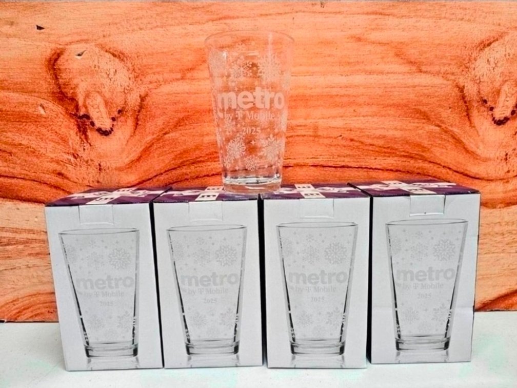(4) Glass Metro Branded Pint Glasses