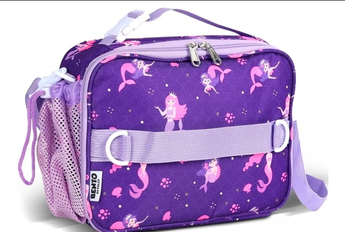 YOLAY Kids Double Insulated Lunch Bag for Girls Boys - Durable Spacious With Zippered Pocket, Adjustable Straps & Handles - Bento Bag for School & Outdoor - Mermaid Smart