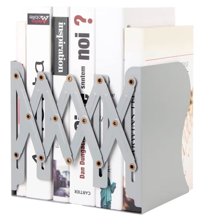 Bookends for Shelves, Book Organizer for Desk, Metal Bookends for Heavy Books, Book Holders for Shelves, Suitable for Office, Home and School Use (Grey)