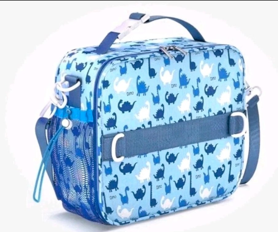 YOLAY Kids Double Insulated Bento Lunch Bag for Boys - Durable Dino and Blue