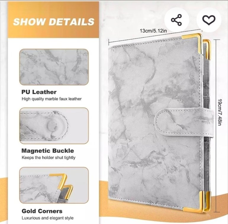 A6 Binder PU Leather Loose Leaf Notebook Cash Envelopes,Refillable Budget Planner Organizer,for Budgeting Saving Money