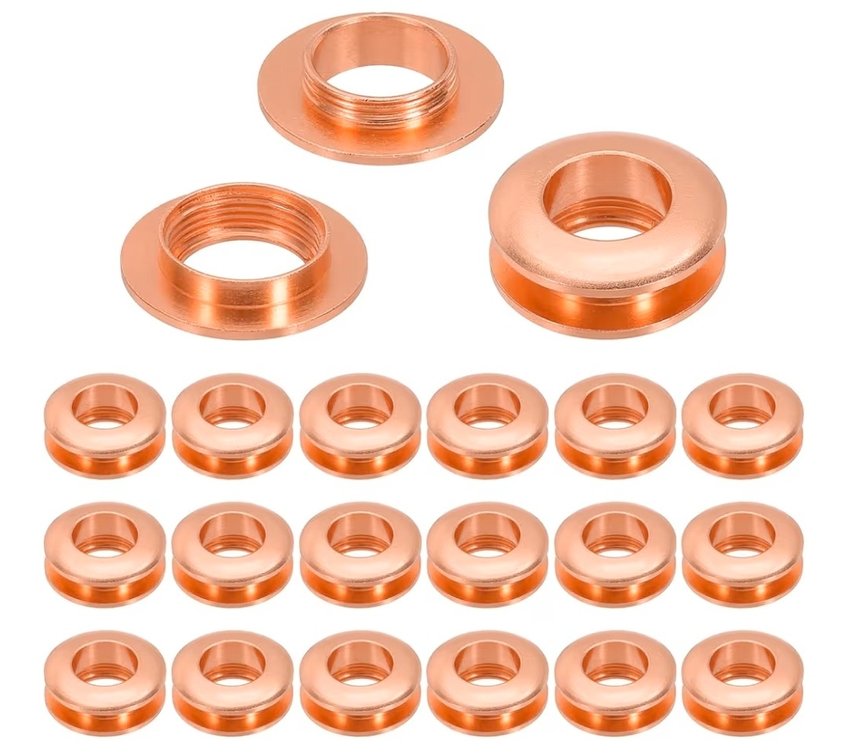 PATIKIL 15.5mm(5/8 inch) Solid Brass Hole Eyelets, 20 Pcs Arc Surface Self Backing Grommets with Washer for Shoes Clothes Crafts Bag Leather Craft, Rose Gold