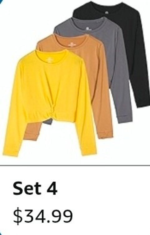 Womens S 4 Pack: Women's Dry-Fit Long-Sleeve Twist Front T-Shirt - Athletic Workout Yoga Tops