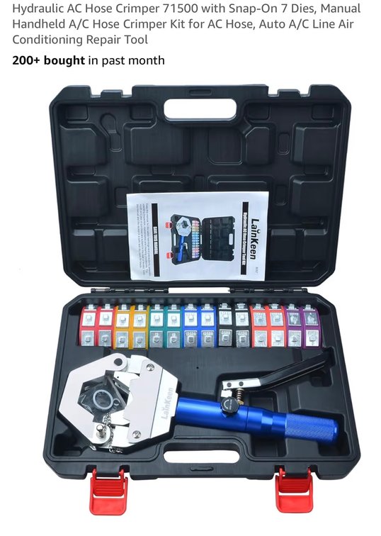 Hydraulic AC Hose Crimper 71500 with Snap-On 7 Dies, Manual Handheld A/C Hose Crimper Kit for AC Hose, Auto A/C Line Air Conditioning Repair Tool
