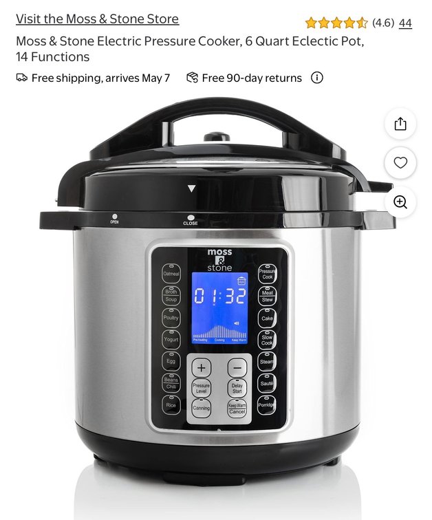 Moss & Stone Electric Pressure Cooker, 6 Quart Eclectic Pot, 14 Functions