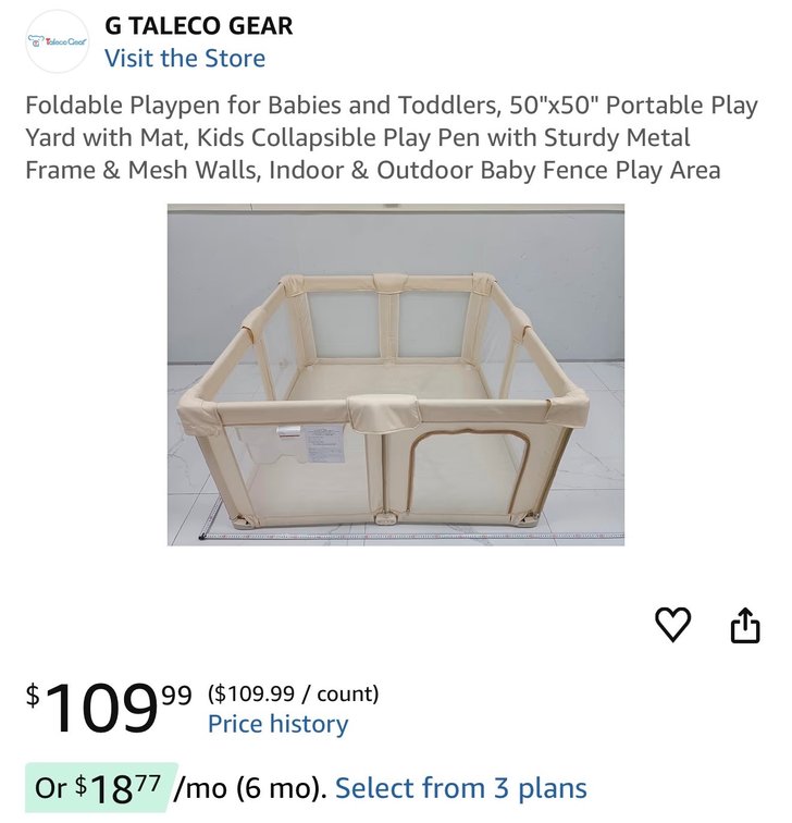 Foldable Playpen for Babies and Toddlers, 50"x50" Portable Play Yard with Mat, Kids Collapsible Play Pen with Sturdy Metal Frame & Mesh Walls, Indoor & Outdoor Baby Fence Play Area