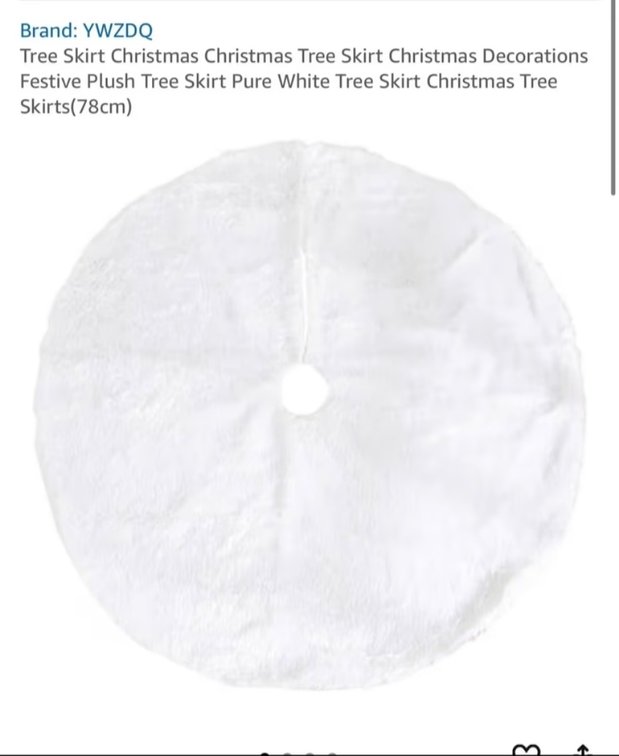 34” white fur Christmas tree skirt