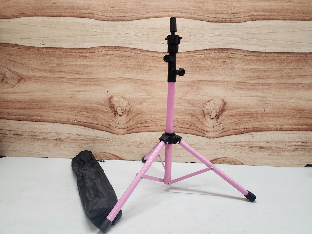 AliLeader 25 Inch Mannequin Head Stand Tripod for Mannequin Head Wig Stand Tripod Wig Head Stand for Training Heads and Canvas Block Head (Mannequin Head Not Included,Pink)