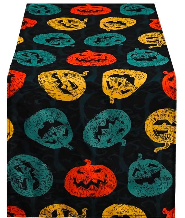 Halloween Black Pumpkin Table Runner Festive Fall Kitchen Dining Decor Premium Seasonal Tablecloth for Home & Party 13x72 Inch