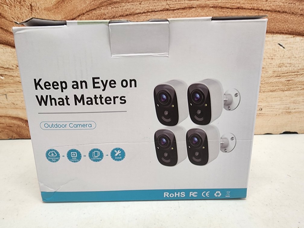 GMK Security Cameras Wireless Outdoor 4 Pack, 2K Battery Powered Cameras for Home Security, Color Night Vision, Motion Detection, 2-Way Talk, IP65 Waterproof, Remote Access, Cloud/SD Storage