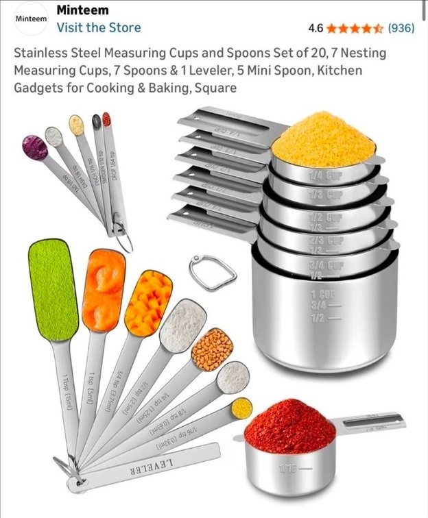 Stainless Steel Measuring Cups and Spoons Set of 20, 7 Nesting Measuring Cups, 7 Spoons & 1 Leveler, 5 Mini Spoon, Kitchen