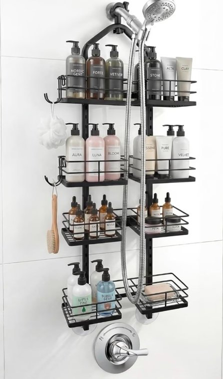 Shower Caddy Hanging for Handheld Shower Heads, 4-Tier Adjustable Hagging Shower Caddy, Stainless Steel Hose Hanging