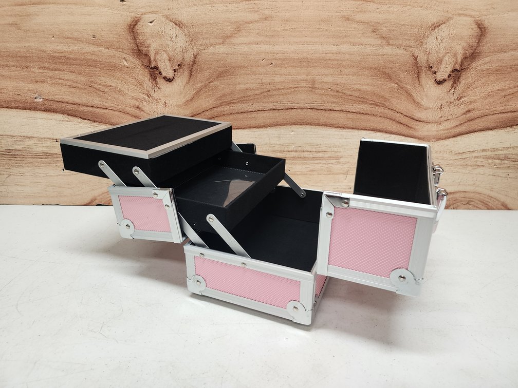 Aluminum Makeup Train Case Jewelry Box Cosmetic Organizer Storage