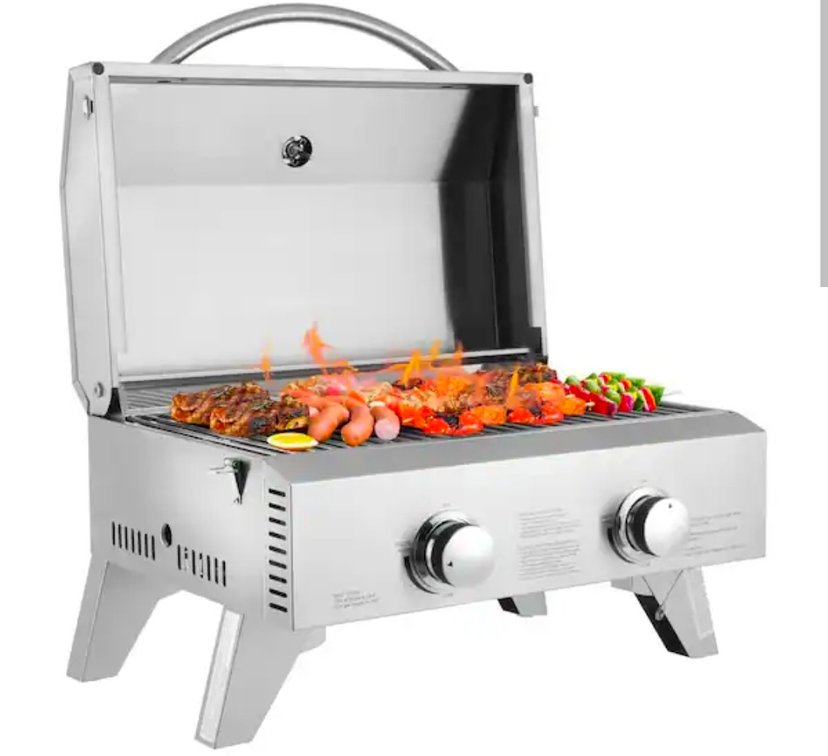 Retails $150 20,000BTU Portable Propane Gas Grill, Outdoor Tabletop Camping Grill in Stainless Steel