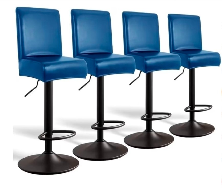 (2) 4pk Leather Bar Stool Covers with Backs, 4 Pack Stretch Waterproof Bar Stool Chair Covers Washable & Comfortable Barstool Covers Slipcovers with Back for Pub/Counter/Dining