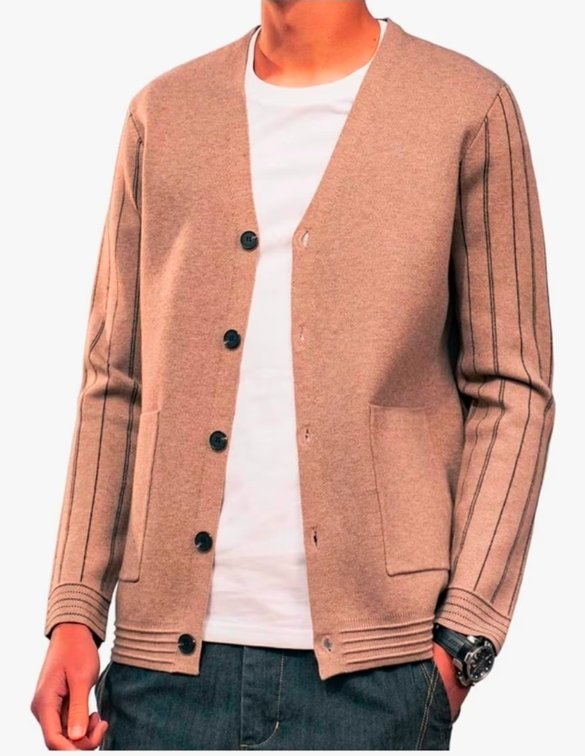 Men's XL New Sweater V-Neck Solid Color Cardigan Sweater Men's Lazy Style Jacket Clip