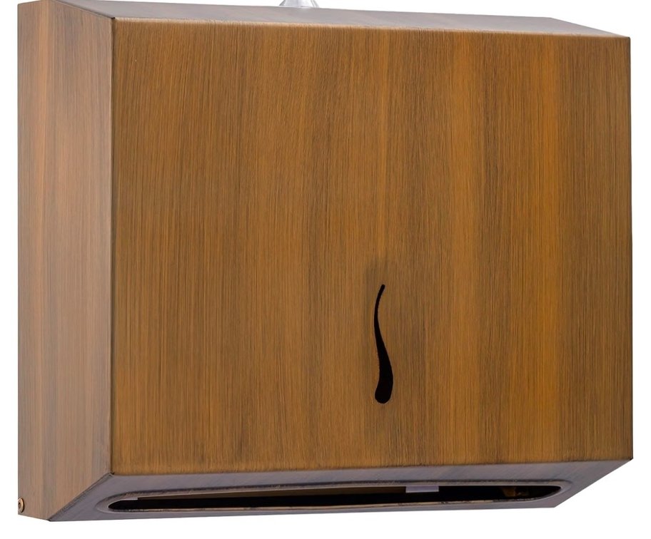 Paper Towel Dispenser - Anti-Fingerprint Coating, Enhanced Quality Stainless Steel, Wall-Mounted for Commercial Bathrooms - Holds 290 C-Fold or 380 Multi-Fold Paper Towels - Gold Antique