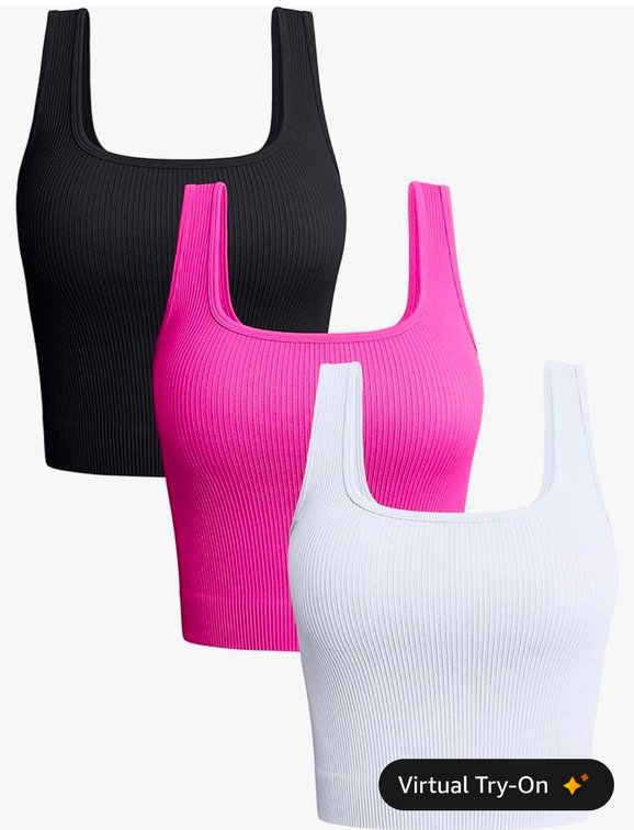 Womens L OQQ Women's 3 Piece Tank Tops Ribbed Seamless Workout Exercise Shirts 2025 Summer Basic Camis
