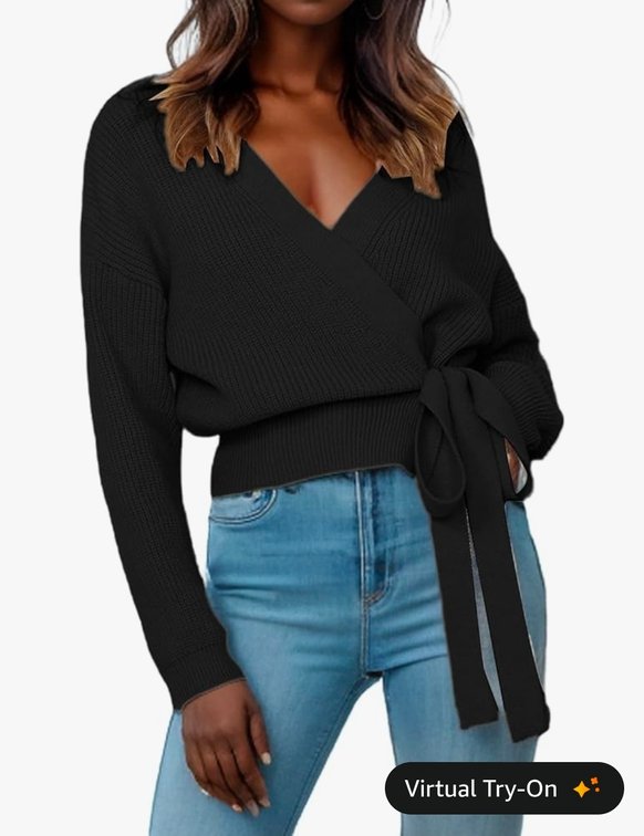 Women's S Women's Casual V Neck Wrap Sweater Pullovers Lightweight Ribbed Drop Shoulder Knitted Tops