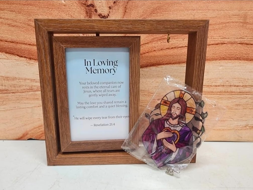 Dog Memorial Gifts for Loss of Dog - Rotating Wooden Picture Frame for 4x6 Photo - Pet Memorial Gifts - Loss of Cat Sympathy Bereavement Remembrance Gift