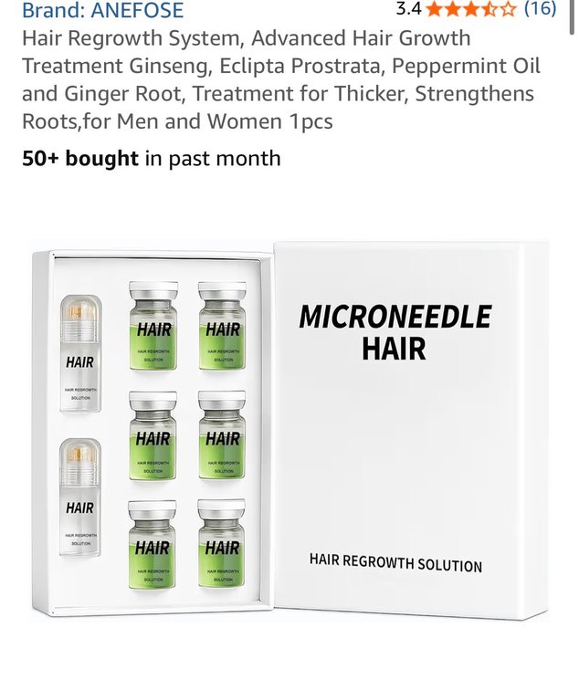 Retails $30 Hair Regrowth System, Advanced Hair Growth Treatment Ginseng, Eclipta Prostrata, Peppermint Oil and Ginger Root, Treatment for Thicker, Strengthens Roots