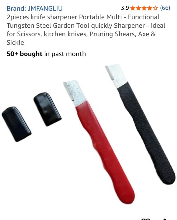 2pieces knife sharpener Portable Multi - Functional Tungsten Steel Garden Tool quickly Sharpener - Ideal for Scissors, kitchen knives, Pruning Shears, Axe & Sickle