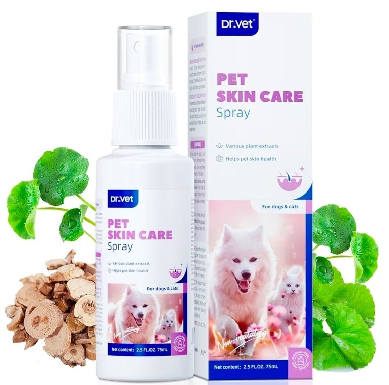 Dr Vet Natural Dog Skin Care Spray, Hot Spot Treatment for Dogs & Cats, Itch Relief for Dogs with Sensitive Skin, Scratching and Licking Relief for Seasonal Allergy Support, 2.5 fl oz