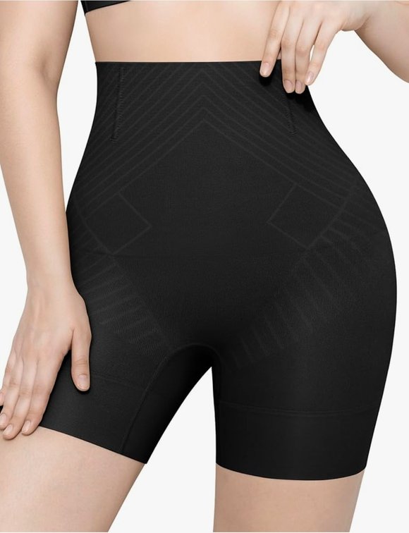 Womens L KLVEE High Waisted Shapewear Tummy Control Shorts for Women, Body Shaper, Seamless Shaping Thigh Slimmer Under Dress