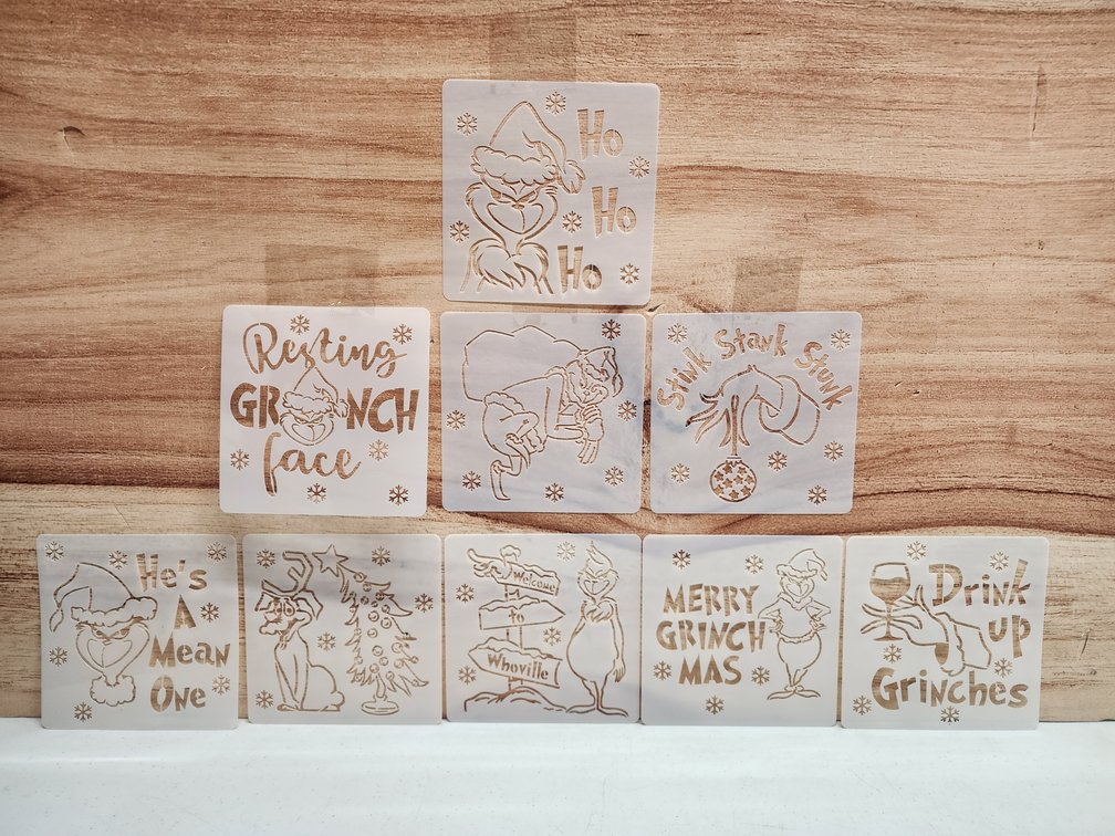 9pc Aerolokis Grinch Christmas Stencils