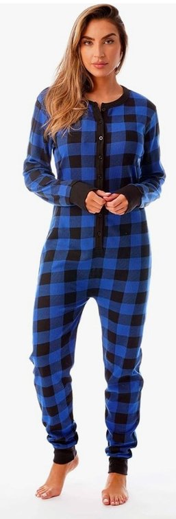 Womens M Henley Thermal Onesie Buffalo Plaid and Tie Dye