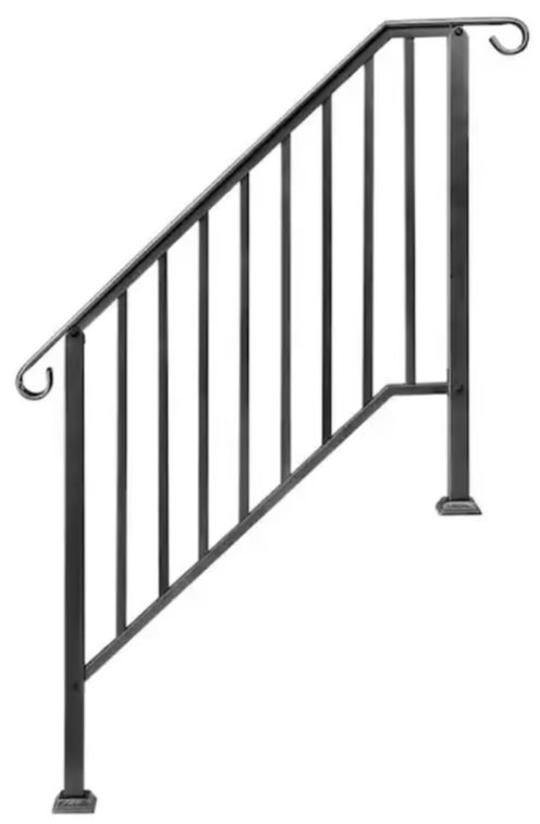 Karl home 51.2 in. Transitional Stair Railing Fits 4-Step Iron Handrail Rail Kit in Silver