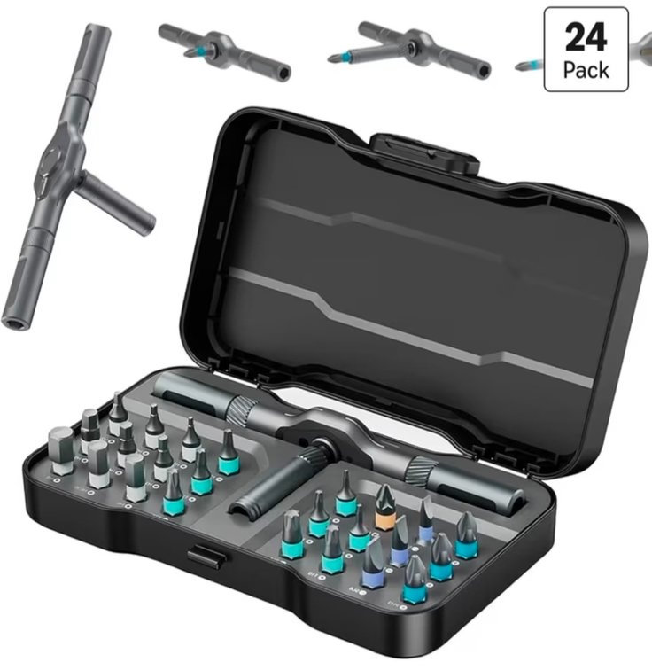 24 in 1 Magnetic Ratchet Screwdriver Set, Upgrade DIY Screwdriver 24 in 1 Multi Bit Magnetic Drive Set with Detachable Ratchet
