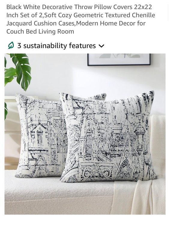 Retail $35 Black White Decorative Throw Pillow Covers 22x22 Inch Set of 2,Soft Cozy Geometric Textured Chenille Jacquard Cushion Cases,Modern Home Decor for Couch Bed Living Room