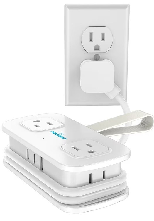 Cruise Essentials 4-Ft Travel Power Strip with 4 Outlets and 3 USB Ports (2 USB C), Non Surge Protector for Cruise Ship, Travel Essentials, Home Office, ETL Listed, White