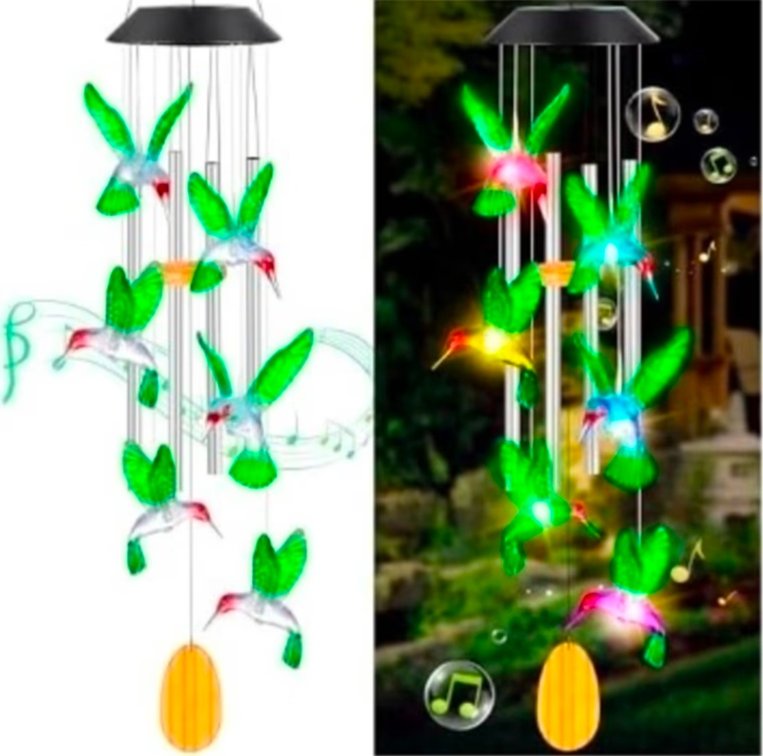 Hummingbird Wind Chimes Gift for Mom Birthday Gifts for Women Mom Butterfly Wind Chimes for Outside Gift for Grandma Solar Lights Garden Outdoor House Patio Décor